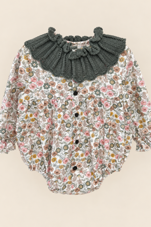 Pelele cuello tricot floral