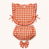 Conjunto baberola + pololo vichy terracota Lalin