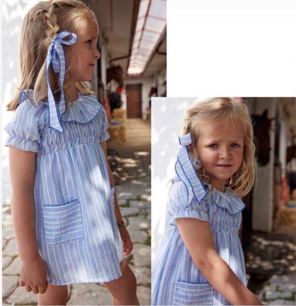 Vestido azul rayas blancas