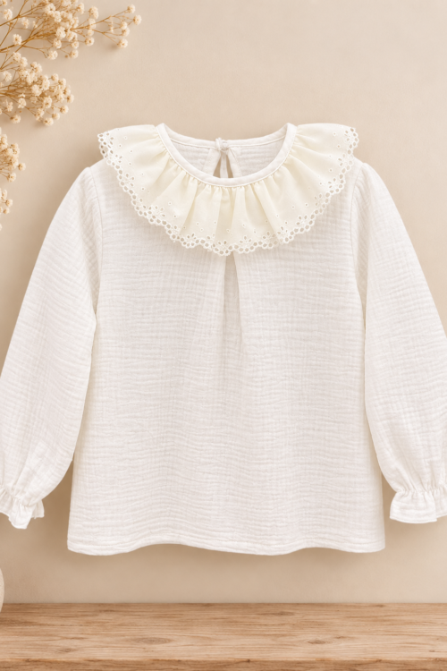 Camisa bambula cuello pasamanería