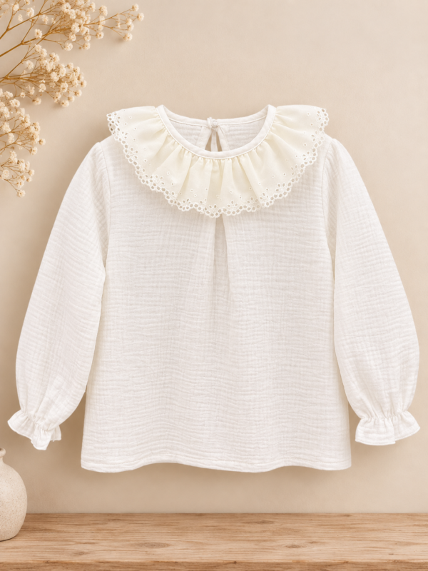 Camisa bambula cuello pasamanería
