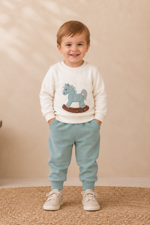 Conjunto deportivo niño caballito balancín