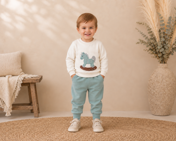Conjunto deportivo niño caballito balancín