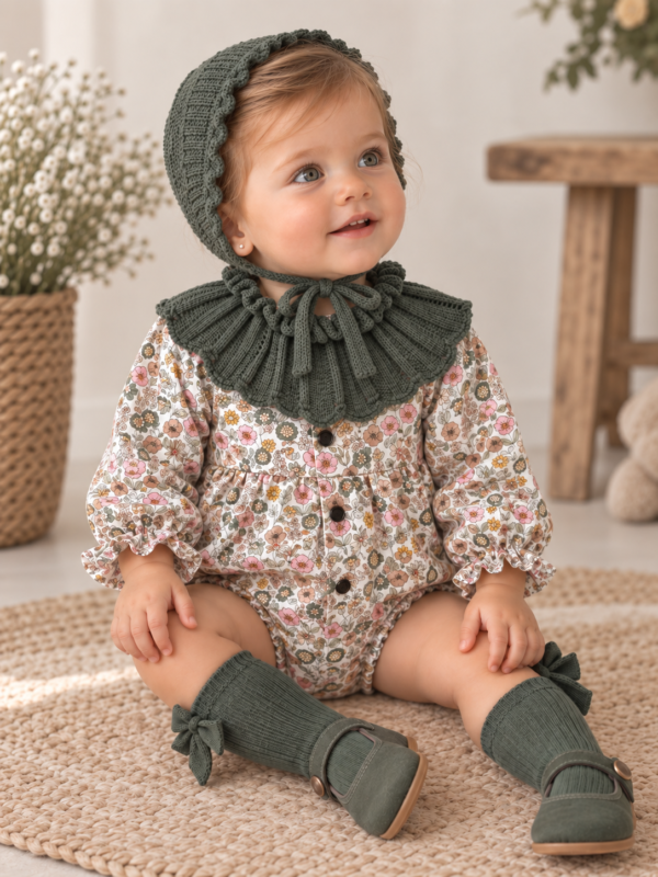 Pelele cuello tricot floral