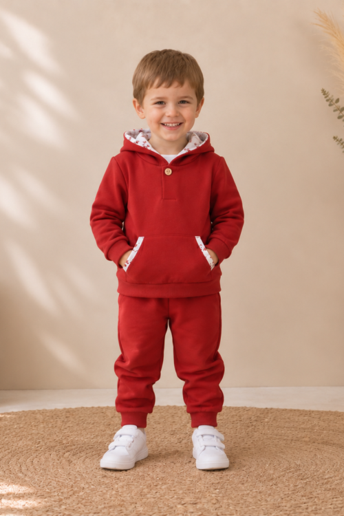 Conjunto deportivo niño teja