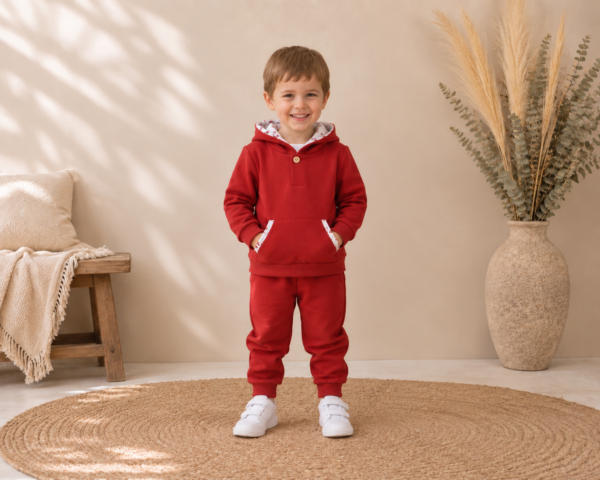 Conjunto deportivo niño teja