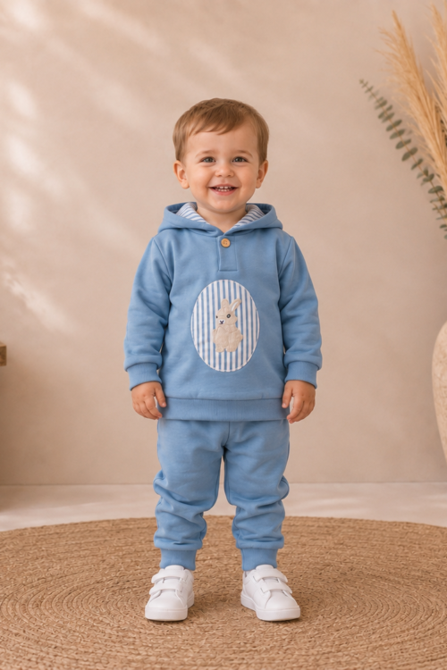 Conjunto deportivo azul cuadro conejito