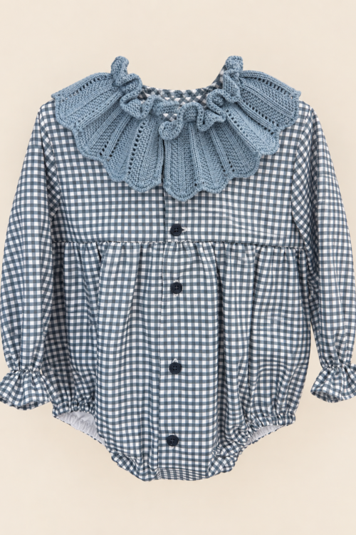 Pelele cuello tricot vichy
