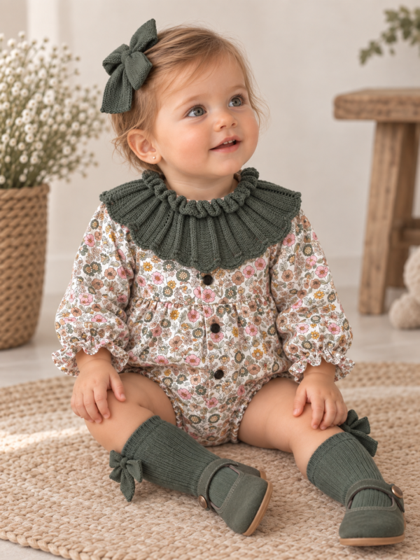 Pelele cuello tricot floral