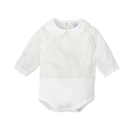 Body plumeti cuello bebé blanco
