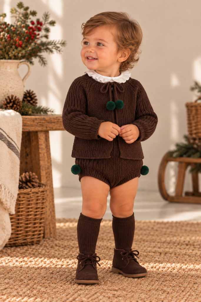 Chaqueta borlas chocolate
