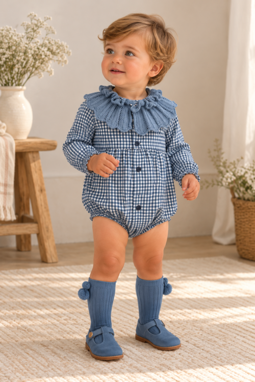 Pelele cuello tricot vichy